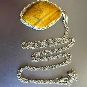 Men's Silver  rimmed tigers eye